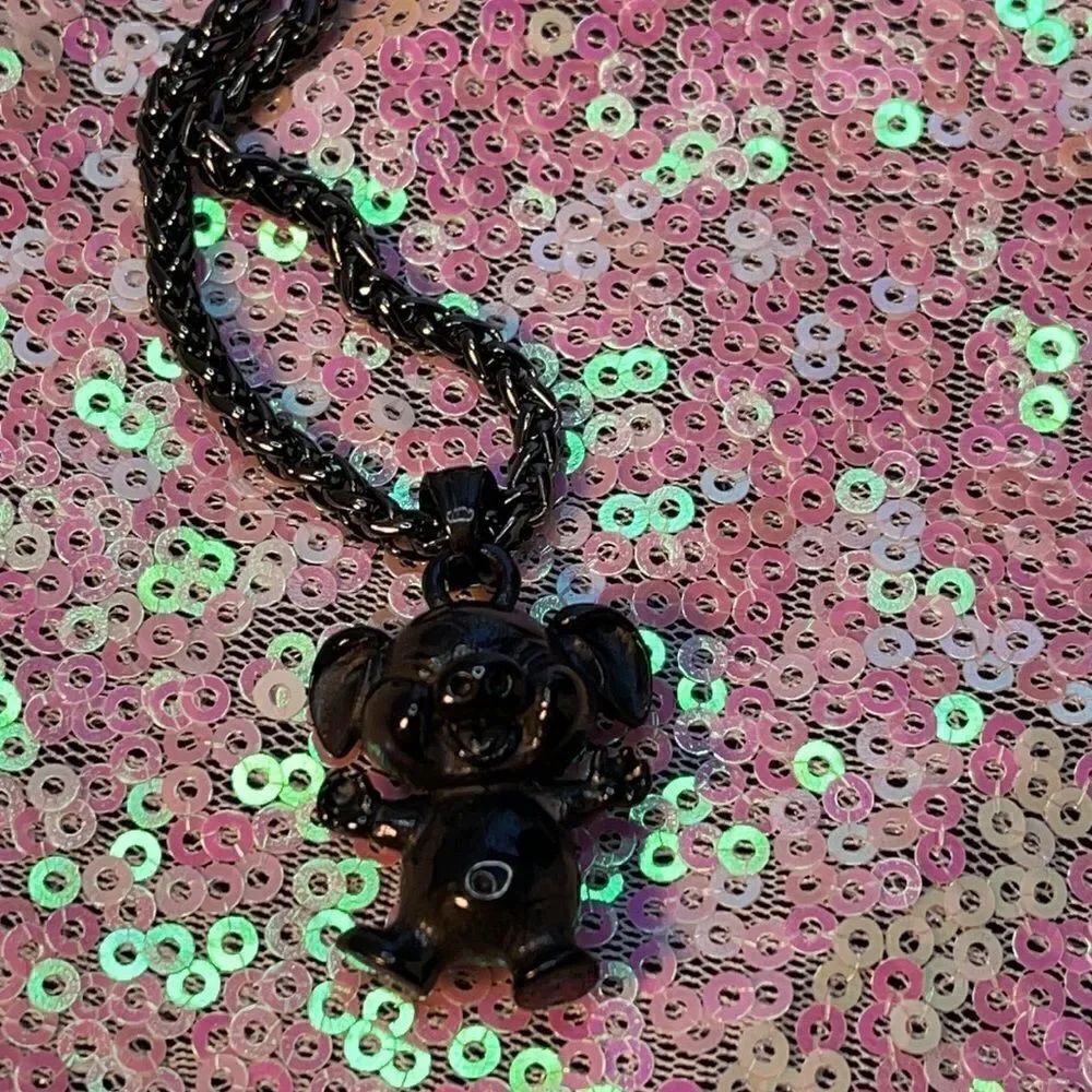 Brand new adjustable black necklace with pig charm